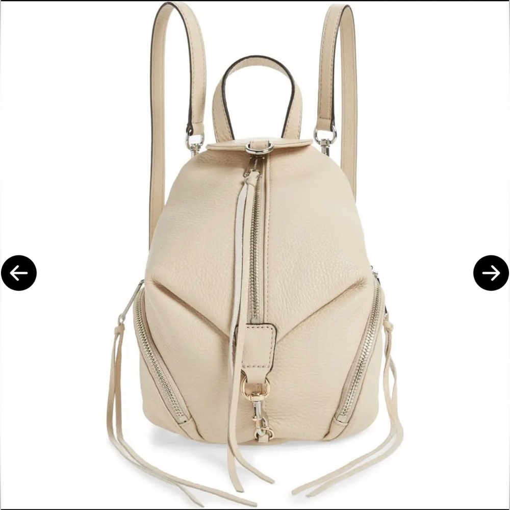 Rebecca Minkoff Pebbled Leather Mini Backpack in Light Cream